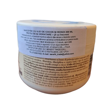 Masca de par cu ulei de cocos si monoi, 200 ml, L'Erboristica 711087