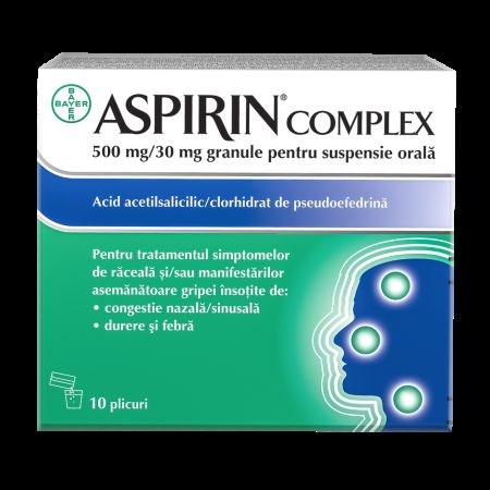 Aspirin Complex, 500 mg/30 mg, 10 plicuri, Bayer