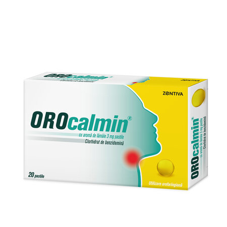 Orocalmin cu aroma de lamaie, 3 mg, 20 pastile, Zentiva 617413