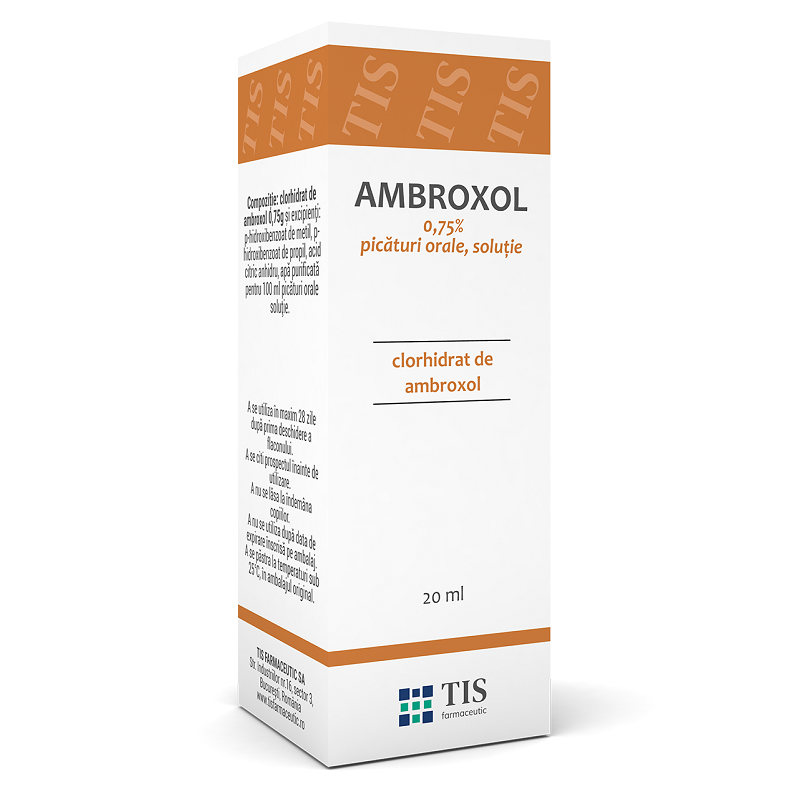 Ambroxol 0.75%, 0,75% picături orale soluție, 20 ml, Tis Farmaceutic