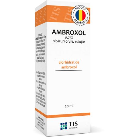 Ambroxol 0.75%, 0,75% picături orale soluție, 20 ml, Tis Farmaceutic