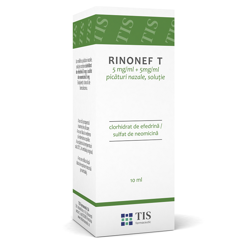 Rinonef-T picaturi nazale, 5 mg/ml + 5 mg/ml, 10 ml, Tis Farmaceutic