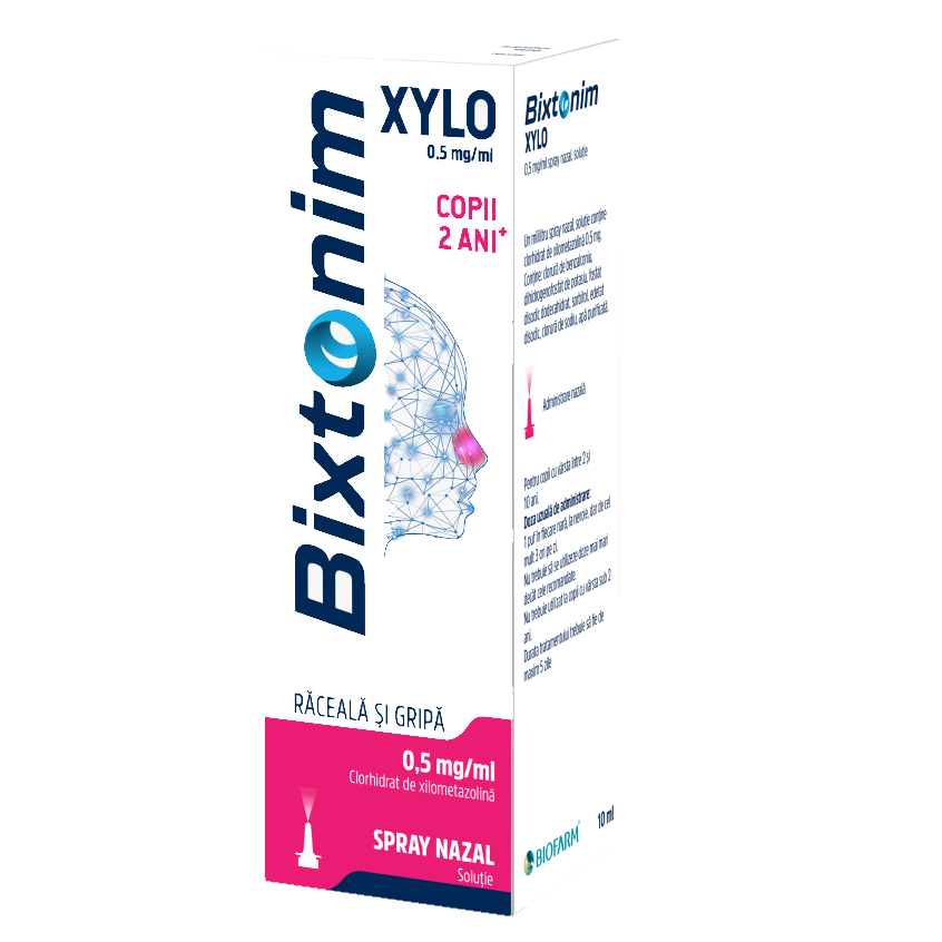 Bixtonim Xylo, 0,5 mg/ml spray nazal, soluţie, 10 ml, Biofarm