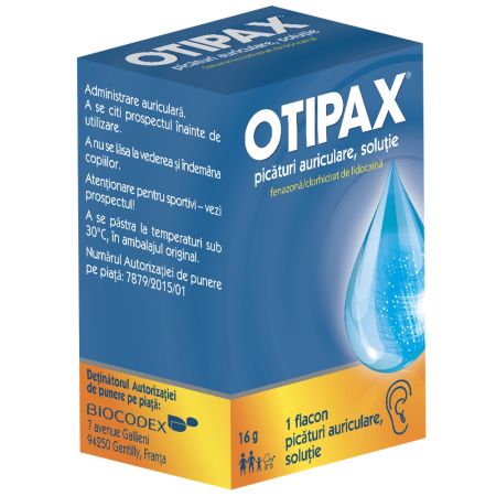 Otipax picături auriculare, soluţie, 16 g, Biocodex 667600