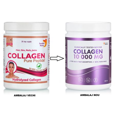 Colagen hidrolizat pulbere tip 1 si 3 Super Concentrat, 300 g, Swedish Nutra 708154