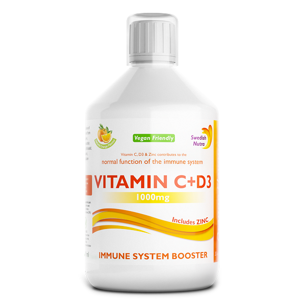 Vitamina C Lichida 1000 Mg + Vitamina D3 + Zinc, 500 ml, Swedish Nutra