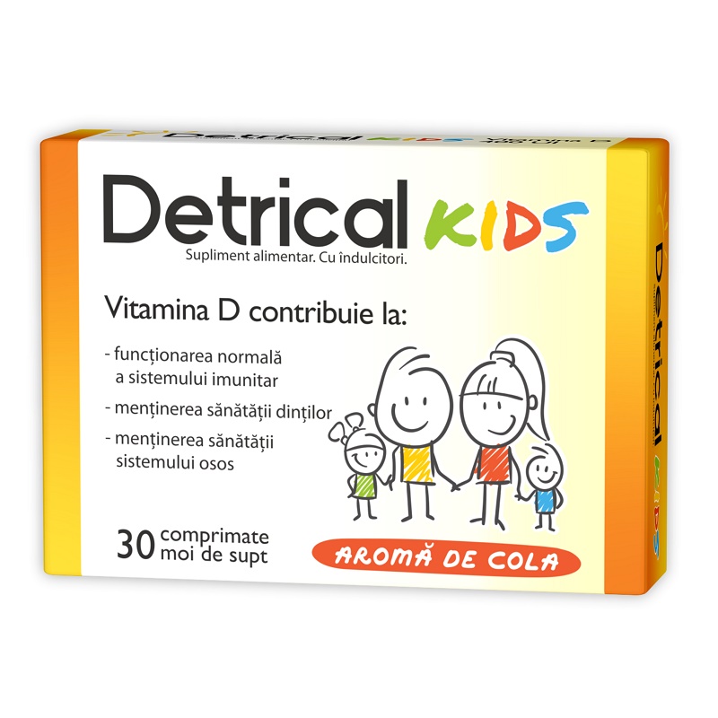 Detrical D3 400 UI KIDS, 30 comprimate moi de supt, Zdrovit