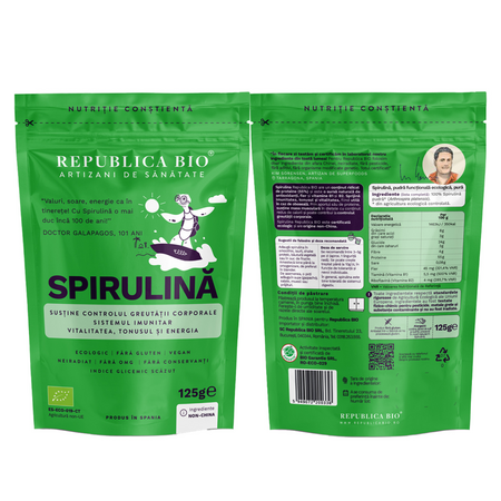 Pudra functionala ecologica de spirulina, 125 g, Republica Bio 734527
