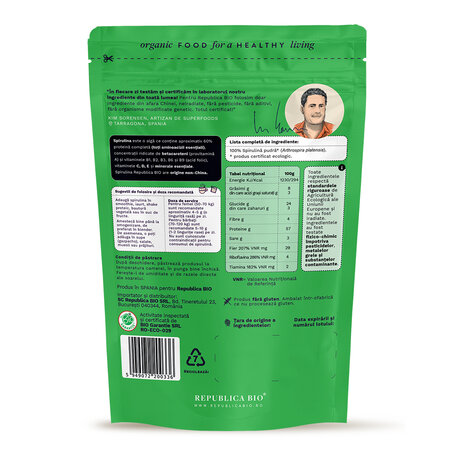 Spirulina pulbere ecologica pura, 125 g, Republica Bio 701779