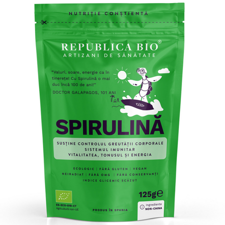 Spirulina pulbere ecologica pura, 125 g, Republica Bio