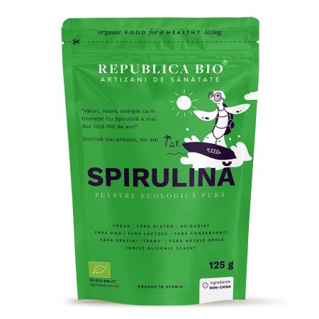 Spirulina pulbere ecologica pura, 125 g, Republica Bio