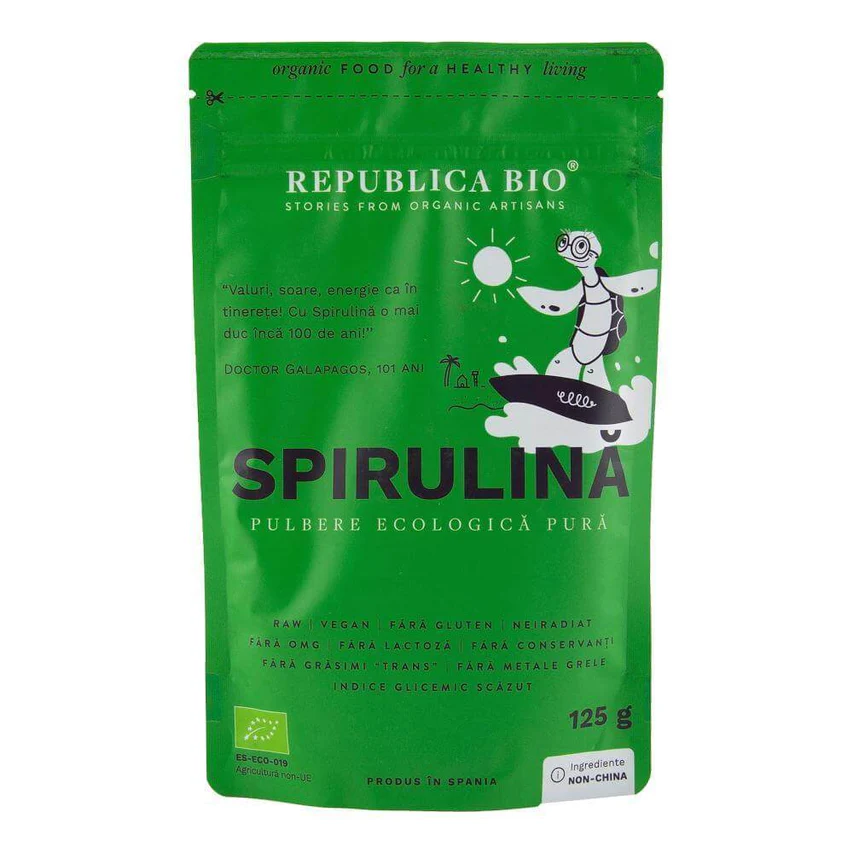 Spirulina pulbere ecologica pura, 125 g, Republica Bio