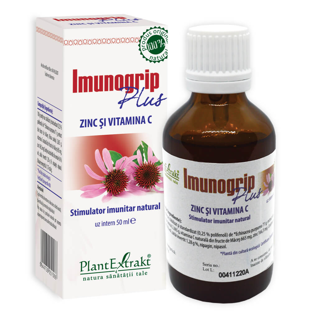 Imunogrip Plus Zinc si vitamina C, 50 ml, Plant Extrakt