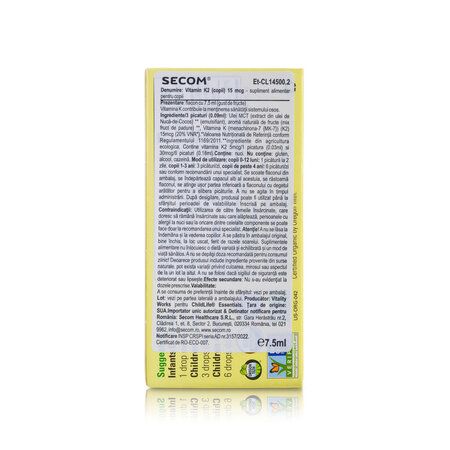 Vitamin K2 pentru copii Childlife Essentials, 7,5 ml, Secom 727656