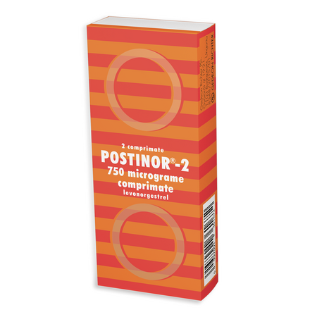 Postinor - 2, 750 micrograme, 2 comprimate, Gedeon Richter Romania