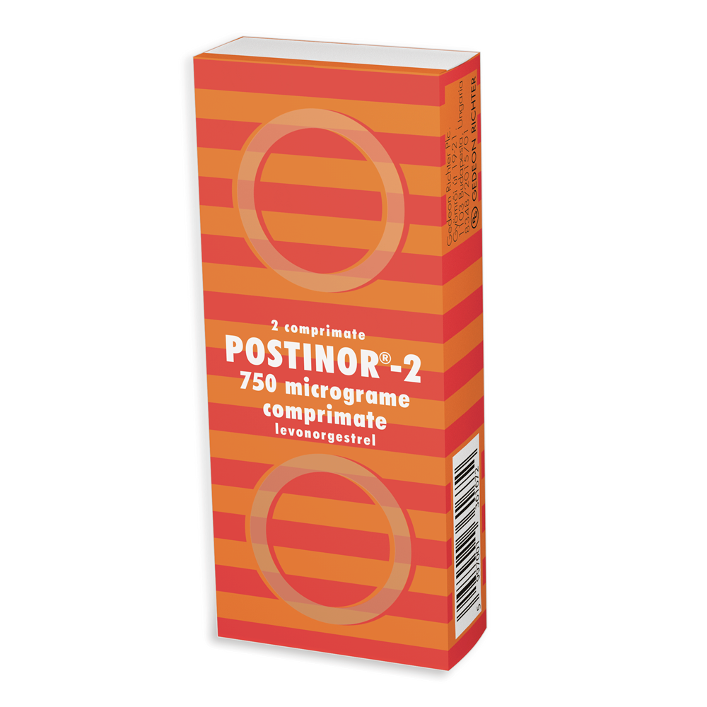 Postinor - 2, 750 micrograme, 2 comprimate, Gedeon Richter Romania