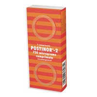 Postinor - 2, 750 micrograme, 2 comprimate, Gedeon Richter Romania