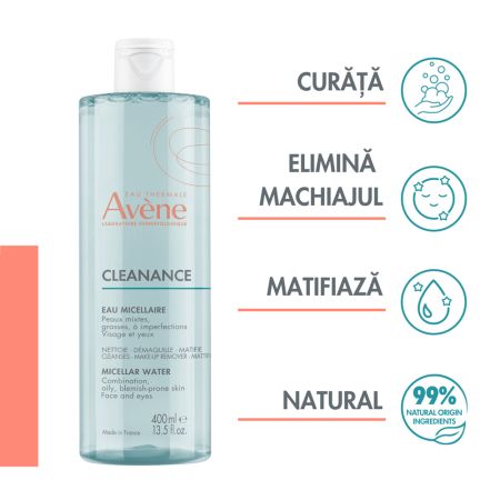 Apa micelara pentru ten gras cu tendinta acneica Cleanance, 400 ml, Avene 669006