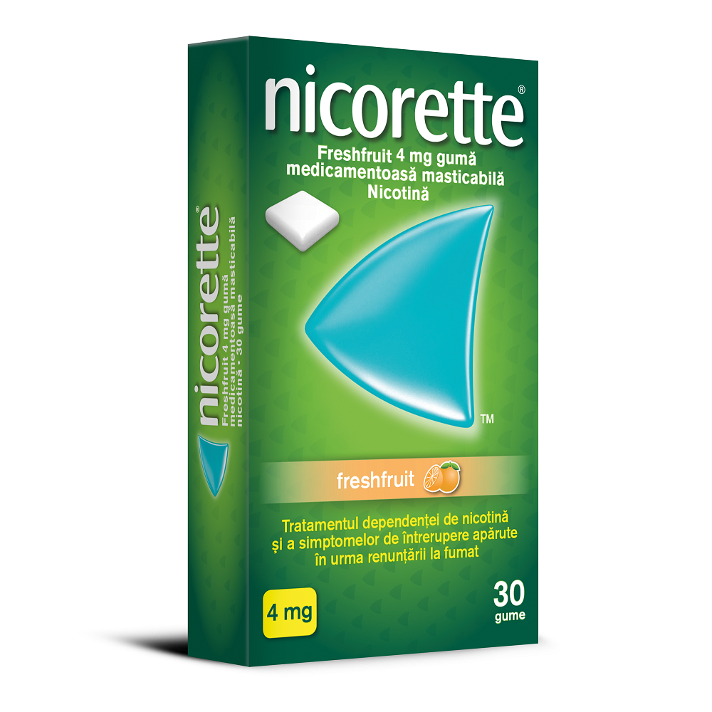 Guma Nicorette Freshfruit guma, 4 mg, 30 bucati, Mcneil