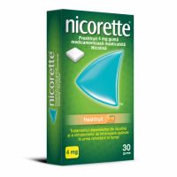 Guma medicamentoasa cu nicotina si aroma de portocale, 4 mg, 30 bucati, Nicorette