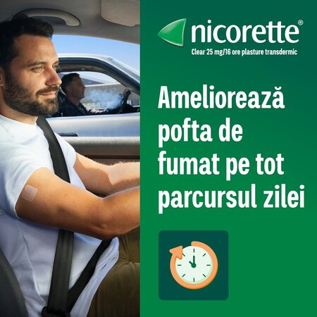 Plasturi transdermici cu nicotina, 25 mg/16 h, 7 bucati, Nicorette 724747