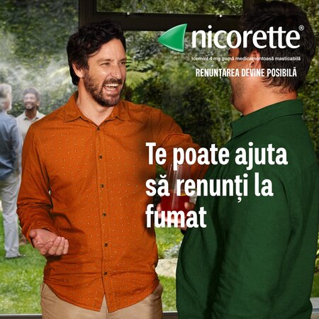 Guma medicamentoasa cu nicotina si aroma de menta, 4 mg, 30 bucati, Nicorette 724635