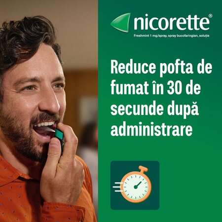 Spray oral cu nicotina si aroma de menta, 1 mg, 13.2 ml, Nicorette 724617