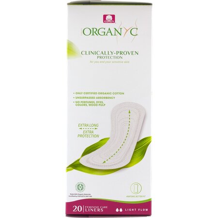 Absorbante zilnice MAXI din bumbac organic, 20 bucati, Organyc 625806