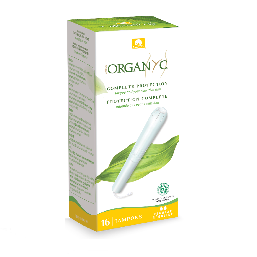 Tampoane din bumbac organic cu aplicator Regular, 16 bucati, Organyc