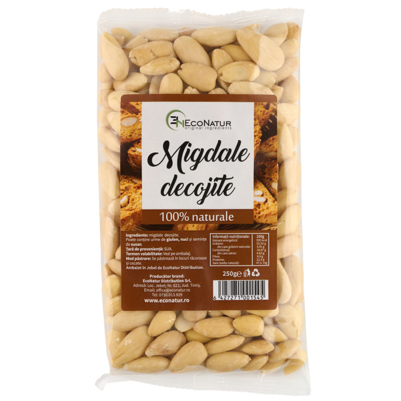 Migdale decojite crude, 250 g, Econatur
