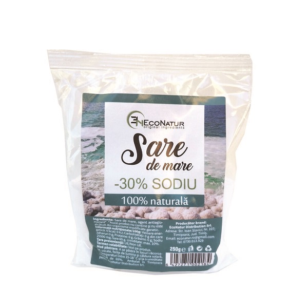 Sare de mare cu continut redus de sodiu -30%, 250 g, Econatur