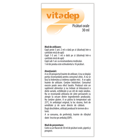 Picaturi orale cu vitamine pentru copii Vitadep, 30 ml, Dr. Phyto 590856