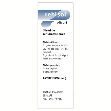 Saruri de rehidratare Rehisol, 10 plicuri, Dr. Phyto 590842