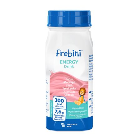 Frebini energy drink cu aroma de capsuni, 4 x 200 ml, Fresenius