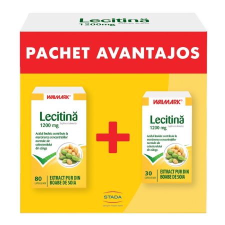 Pachet Lecitina 1200 mg, 80 capsule + 30 capsule, Walmark