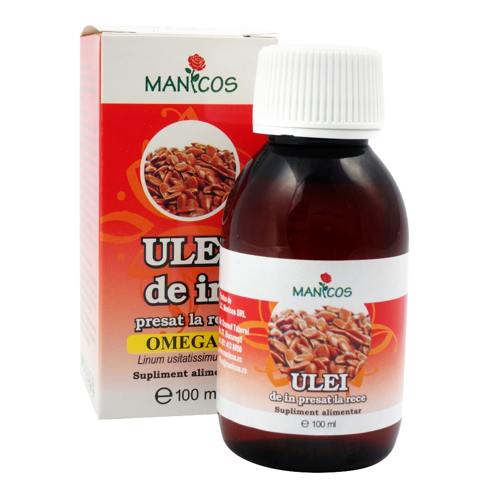 Ulei din seminte de In, 100 ml, Manicos