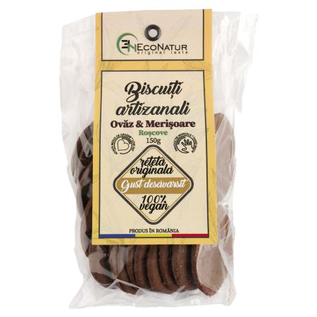 Biscuiti artizanali cu ovaz, roscove si merisoare, 150 g, Econatur