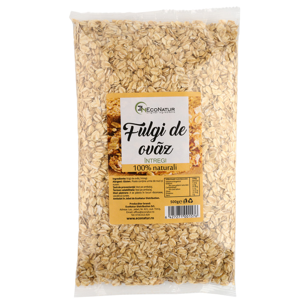 Fulgi intregi de ovaz, 500 g, Econatur