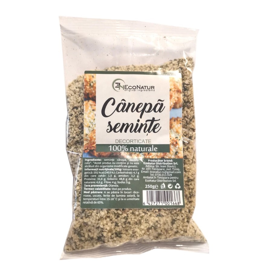 Seminte de canepa decorticate, 250 g, Econatur