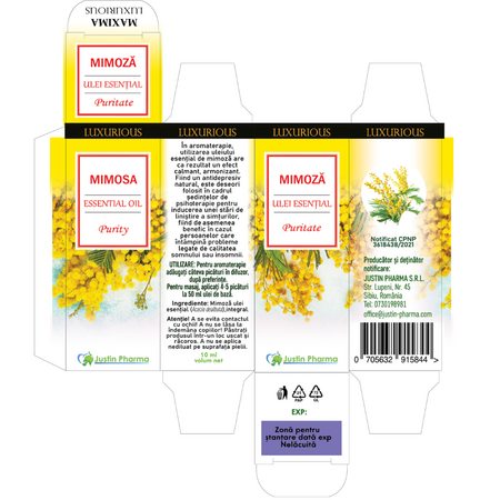 Ulei esential de mimoza Puritate Luxurious, 10 ml, Justin Pharma 725327