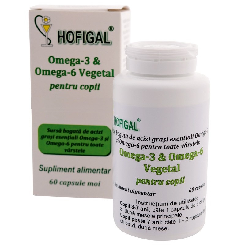 Omega 3 & Omega 6 pentru copii, 60 capsule, Hofigal