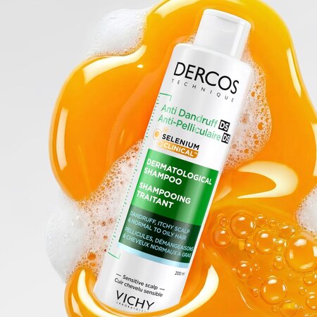 Sampon antimatreata pentru par normal spre gras si scalp cu senzatie de mancarime Dercos, 200 ml, Vichy 748035