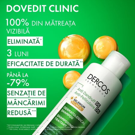 Sampon antimatreata pentru par normal spre gras si scalp cu senzatie de mancarime Dercos, 200 ml, Vichy 748042