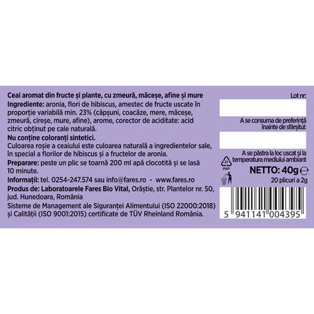 Ceai Fructele Carpatilor Aromfruct, 20 plicuri, Fares 604219