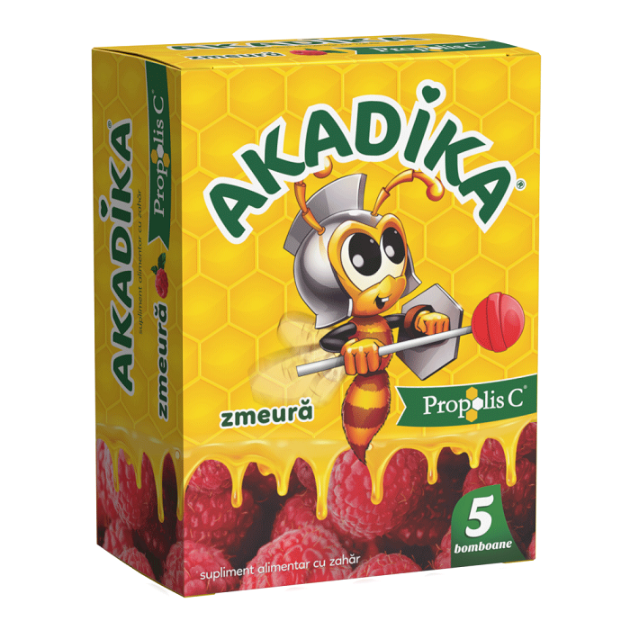 Acadele  Akadika Propolis C Zmeura, 5 acadele, Fiterman Pharma