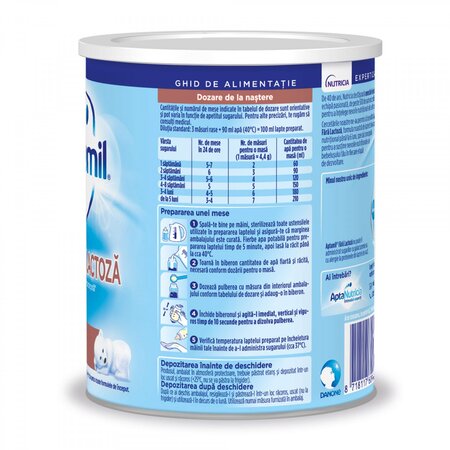 Lapte praf fara lactoza, de la 0 luni, 400 g, Aptamil 608666
