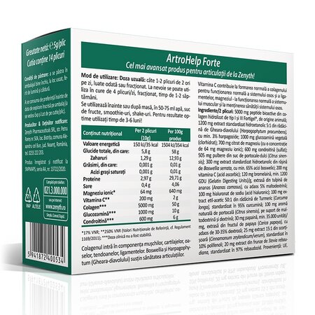Pachet ArtroHelp Forte, 28+14 plicuri, Zenyth 622861