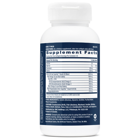 Ulei de peste plus ulei de Krill Triple Strength, 60 capsule moi, Gnc 735375