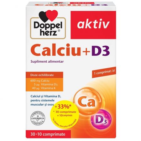 Calciu + D3 Aktiv, 30 + 10 comprimate, Doppelherz