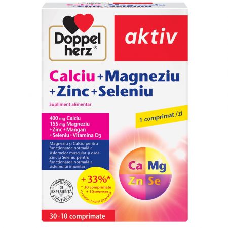 Calciu + Magneziu + Zinc + Seleniu, 30 + 10 comprimate, Doppelherz